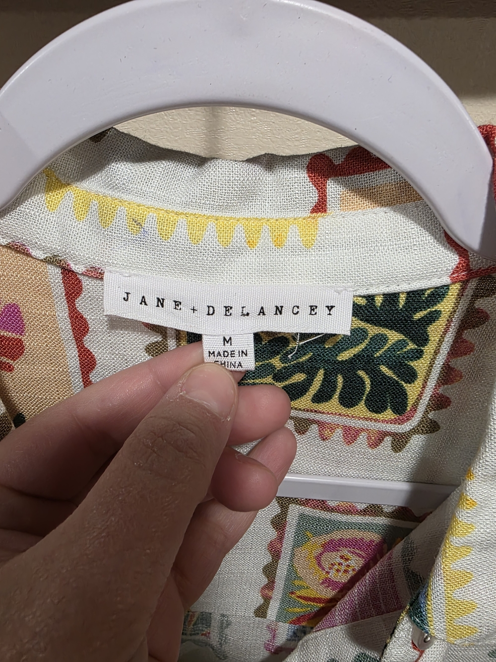 Jane and Delancey White Multicolor Floral Patchwork Button-Down Shirt - Picture 3 of 4